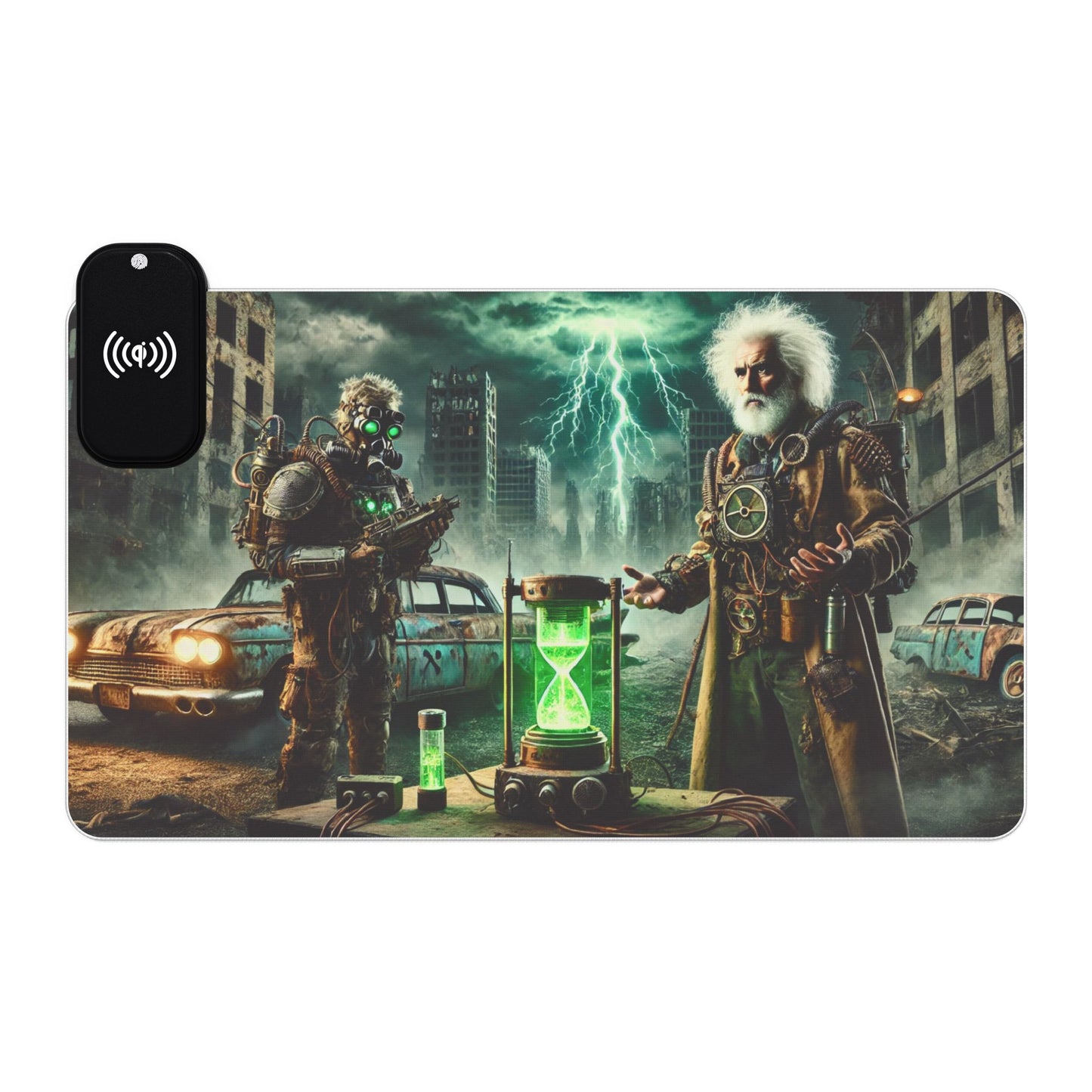 Post-Apocalyptic Time Travelers - Gaming Mouse Pad with RGB and Wireless Charging