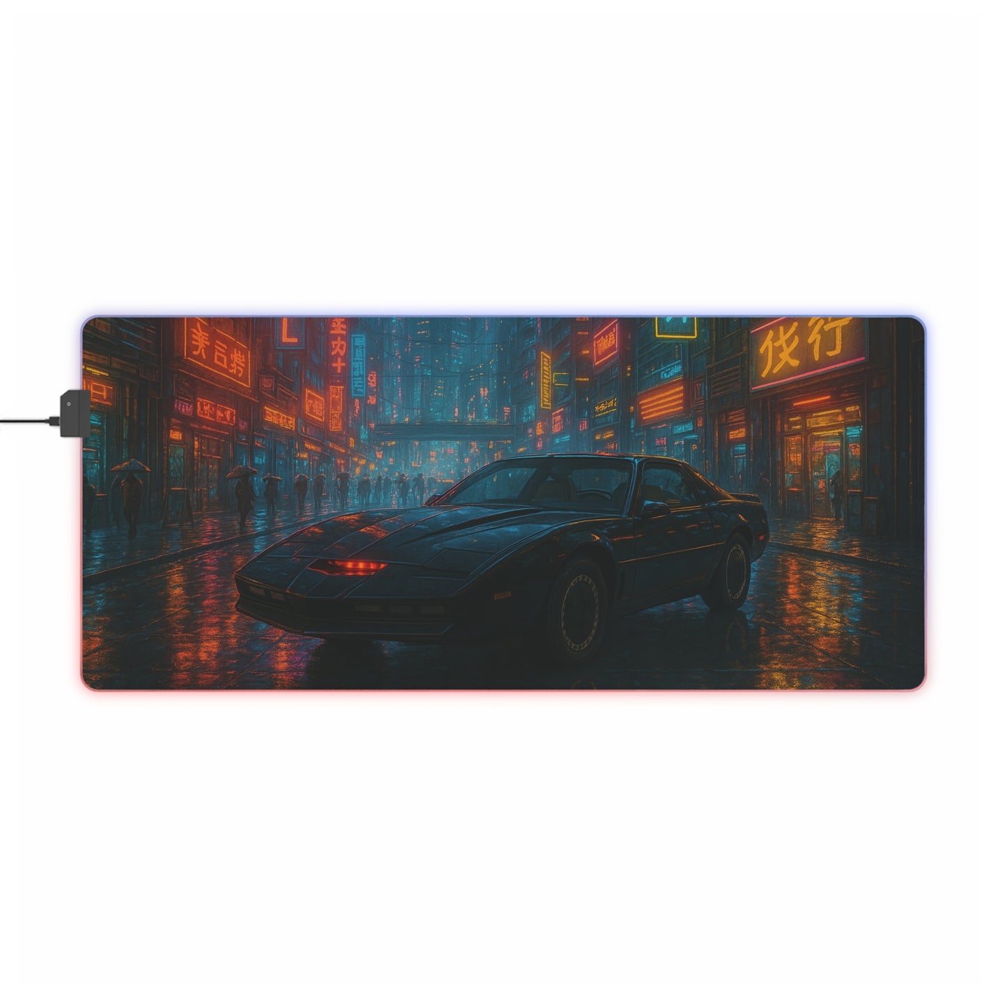 Knight Car in Cyberpunk City - RGB Gaming Mouse Pad