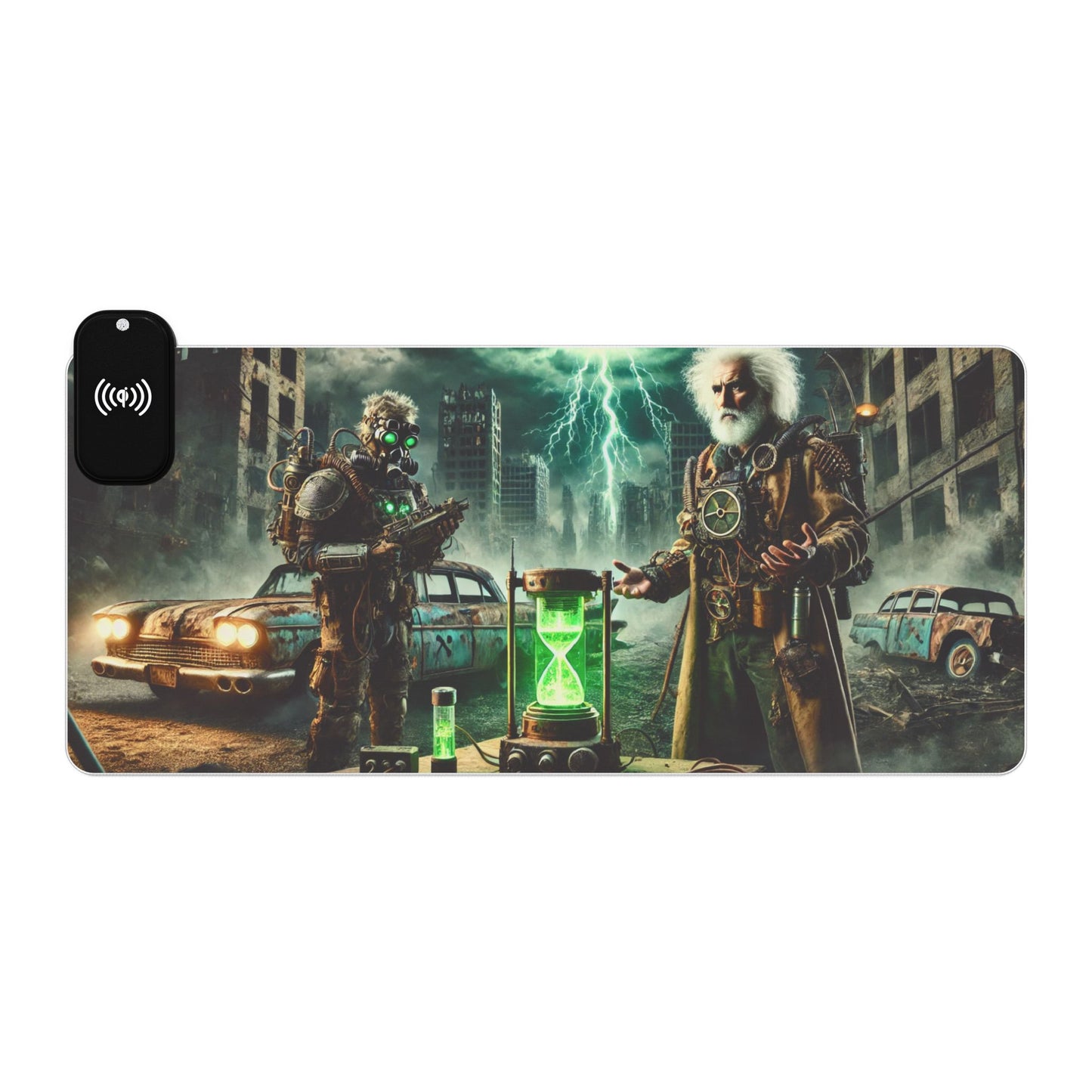 Post-Apocalyptic Time Travelers - Gaming Mouse Pad with RGB and Wireless Charging