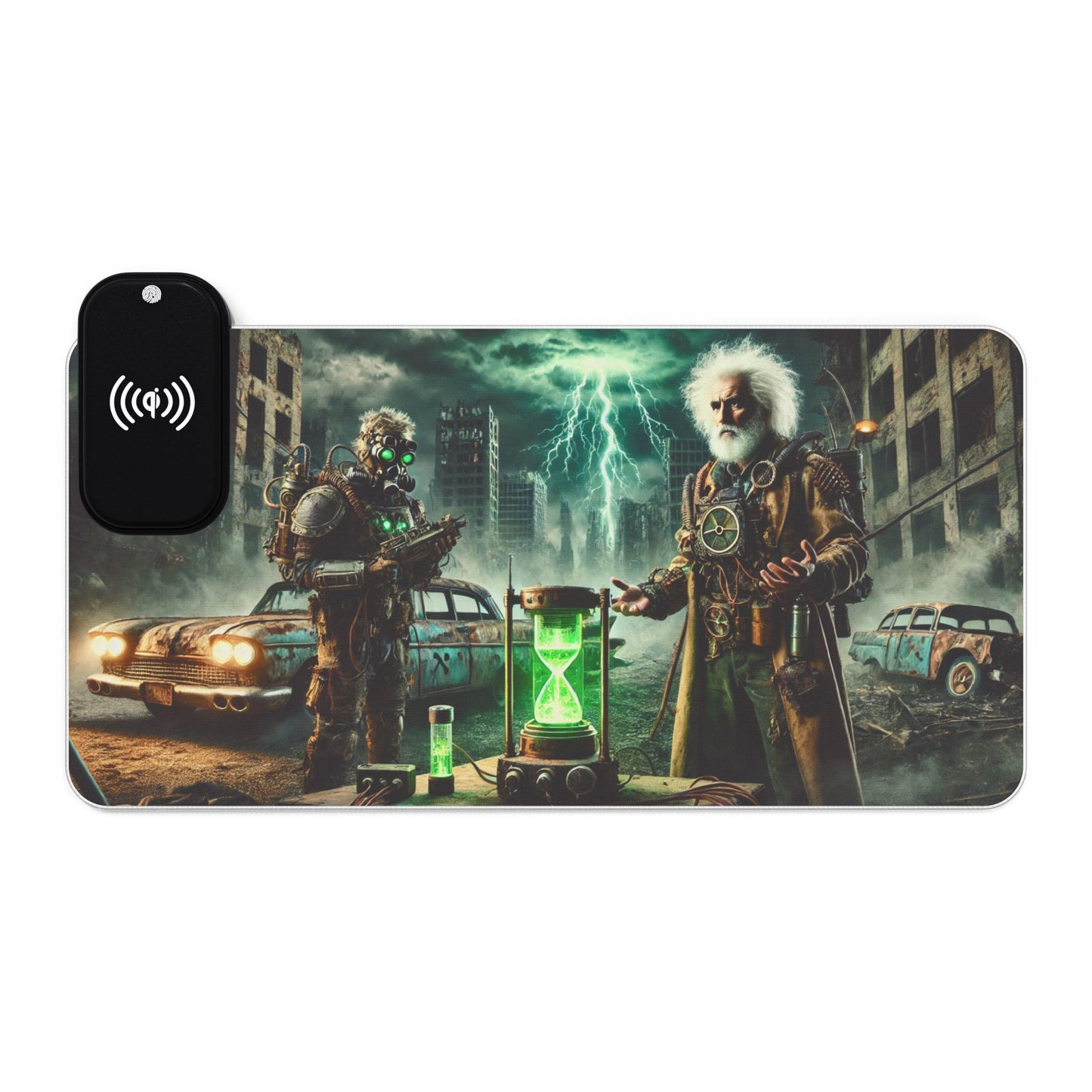 Post-Apocalyptic Time Travelers - Gaming Mouse Pad with RGB and Wireless Charging