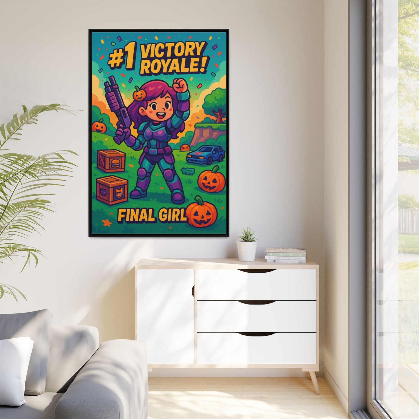 #1 Victory Royale! Final Girl - Framed Canvas Art