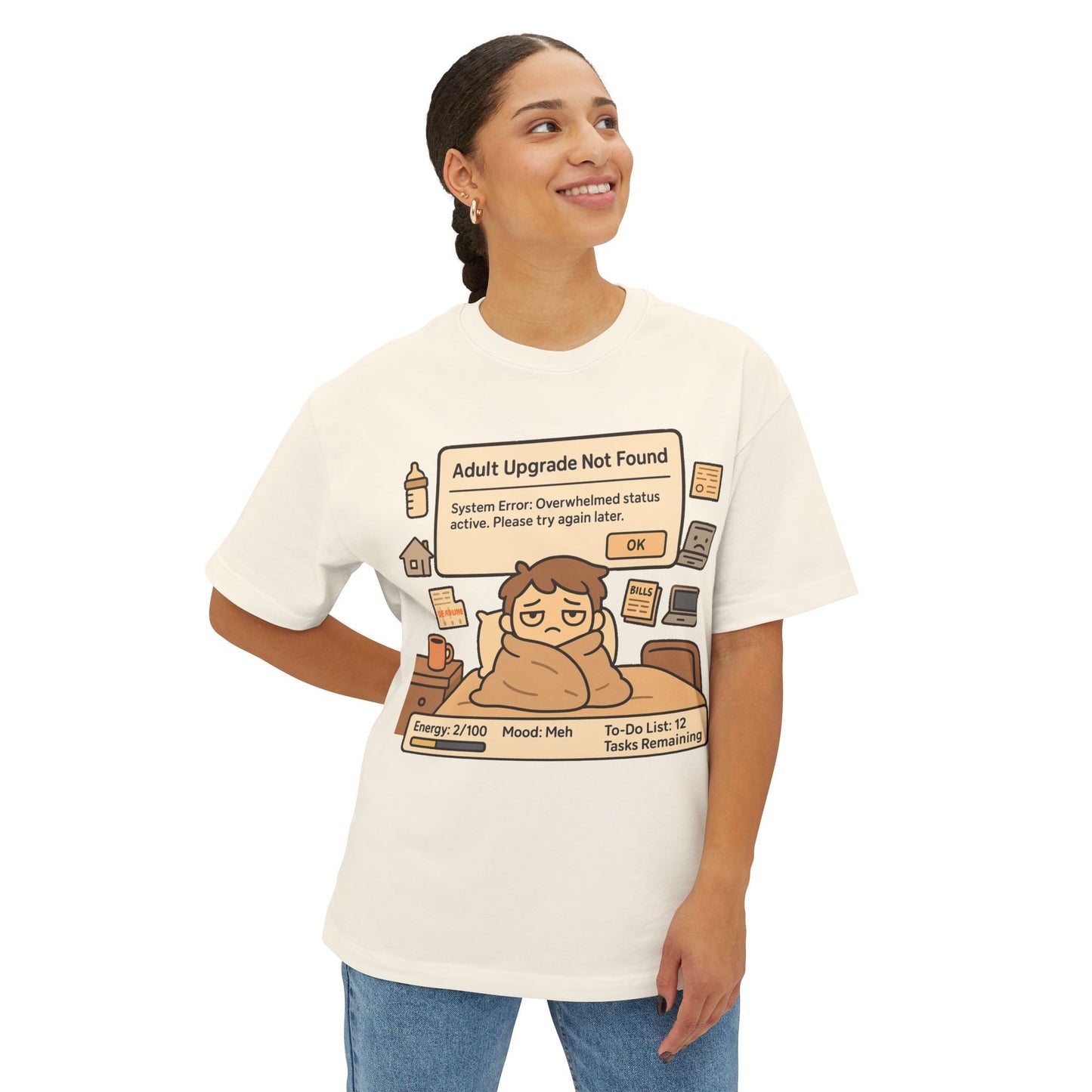 "Adult Upgrade Not Found" - Women's Oversized Boxy Tee