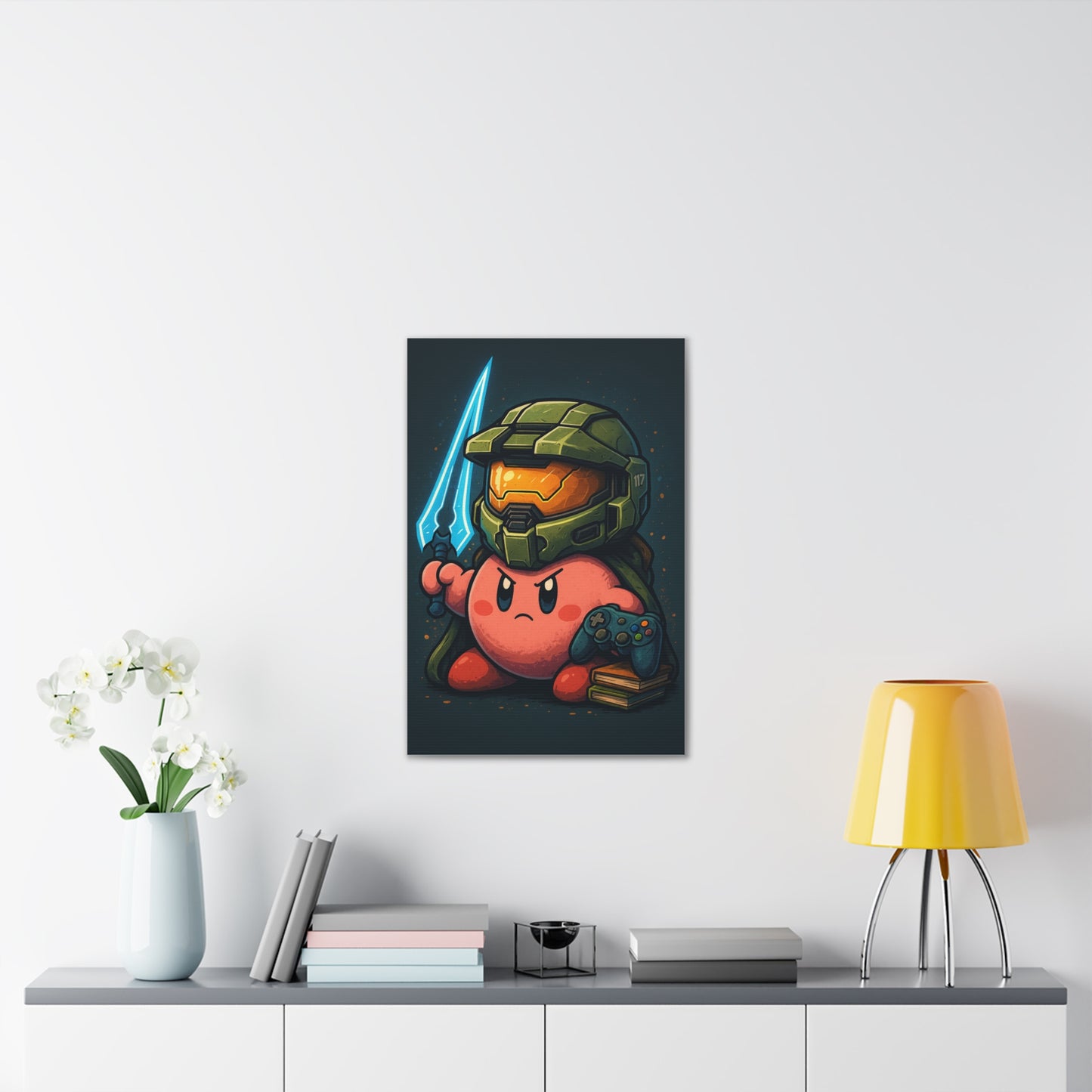 Kirby Master Chief Cosplay - Canvas Print