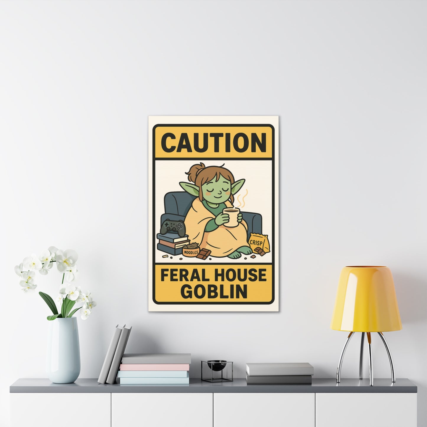 Caution! Feral House Goblin - Canvas Print