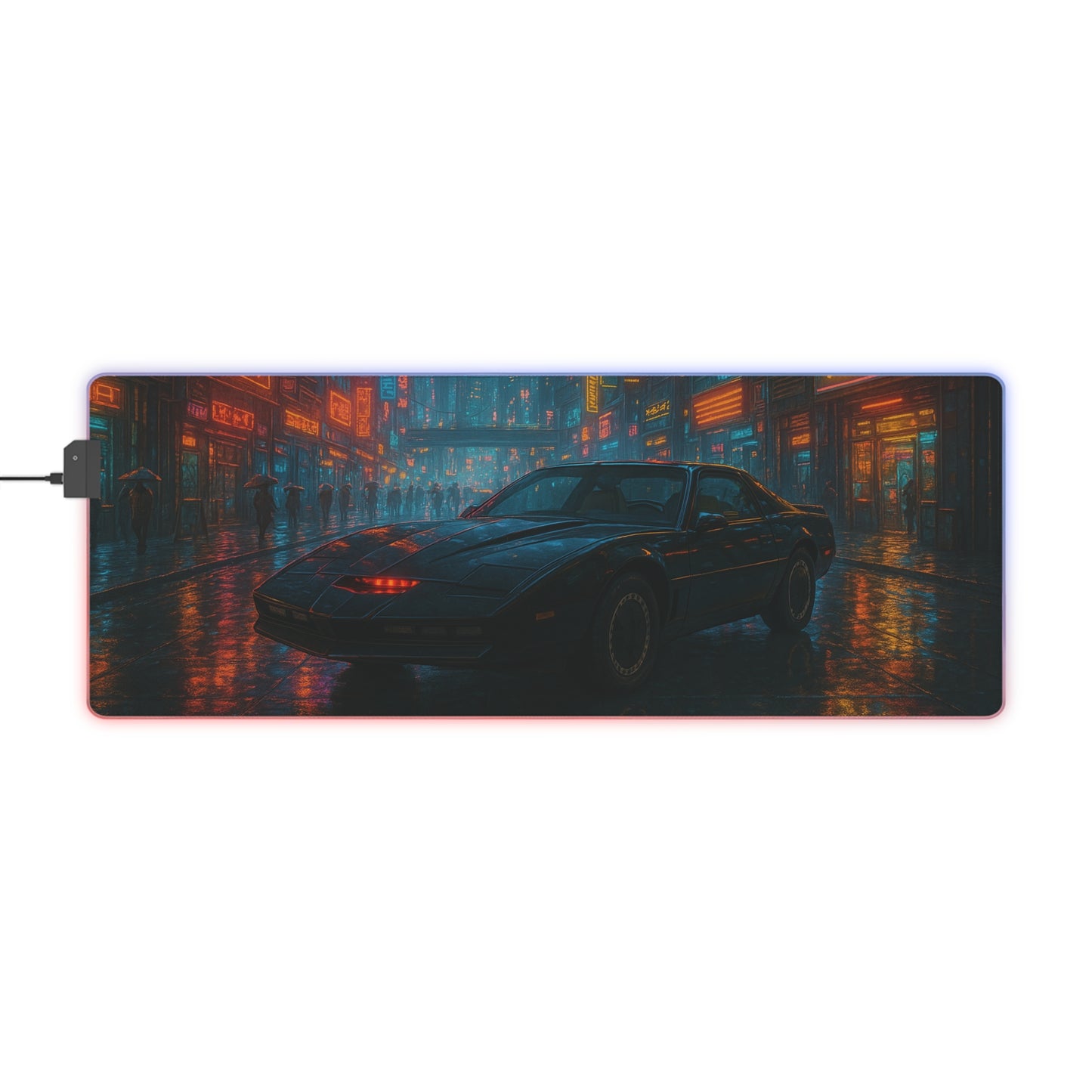 Knight Car in Cyberpunk City - RGB Gaming Mouse Pad