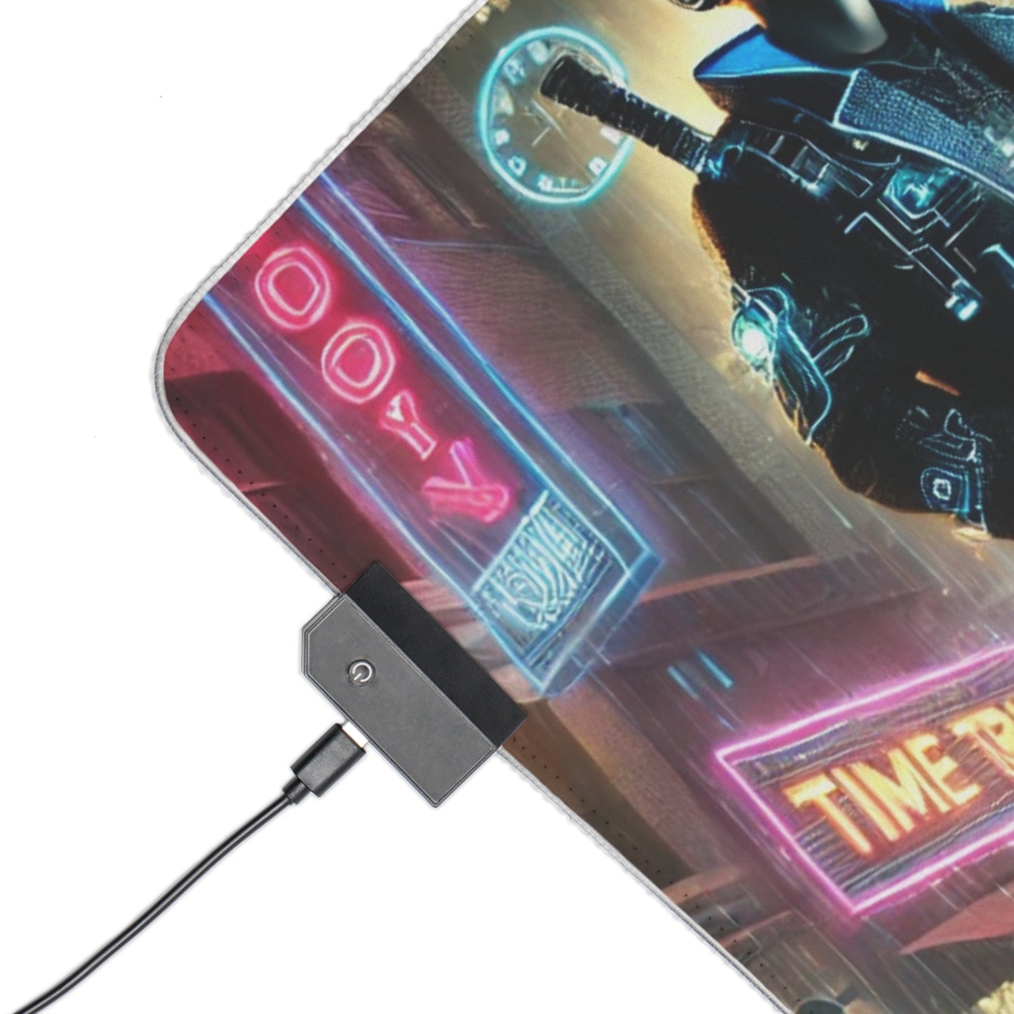 Cyberpunk Time Traveler - RGB Gaming Mouse Pad