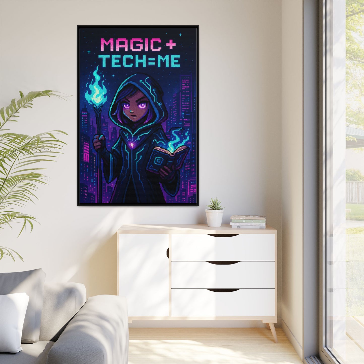Magic + Tech = Me - Framed Canvas Art Print