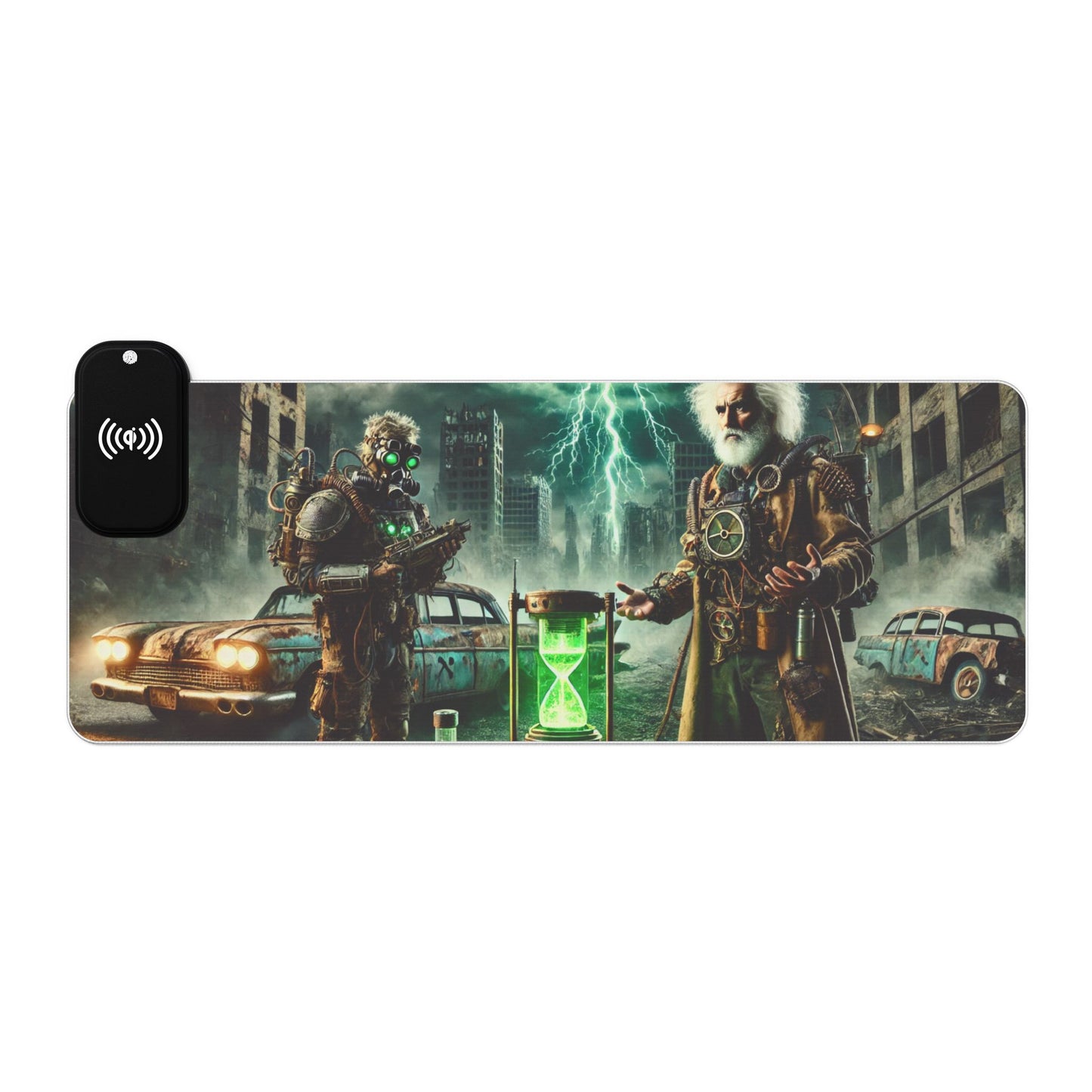 Post-Apocalyptic Time Travelers - Gaming Mouse Pad with RGB and Wireless Charging