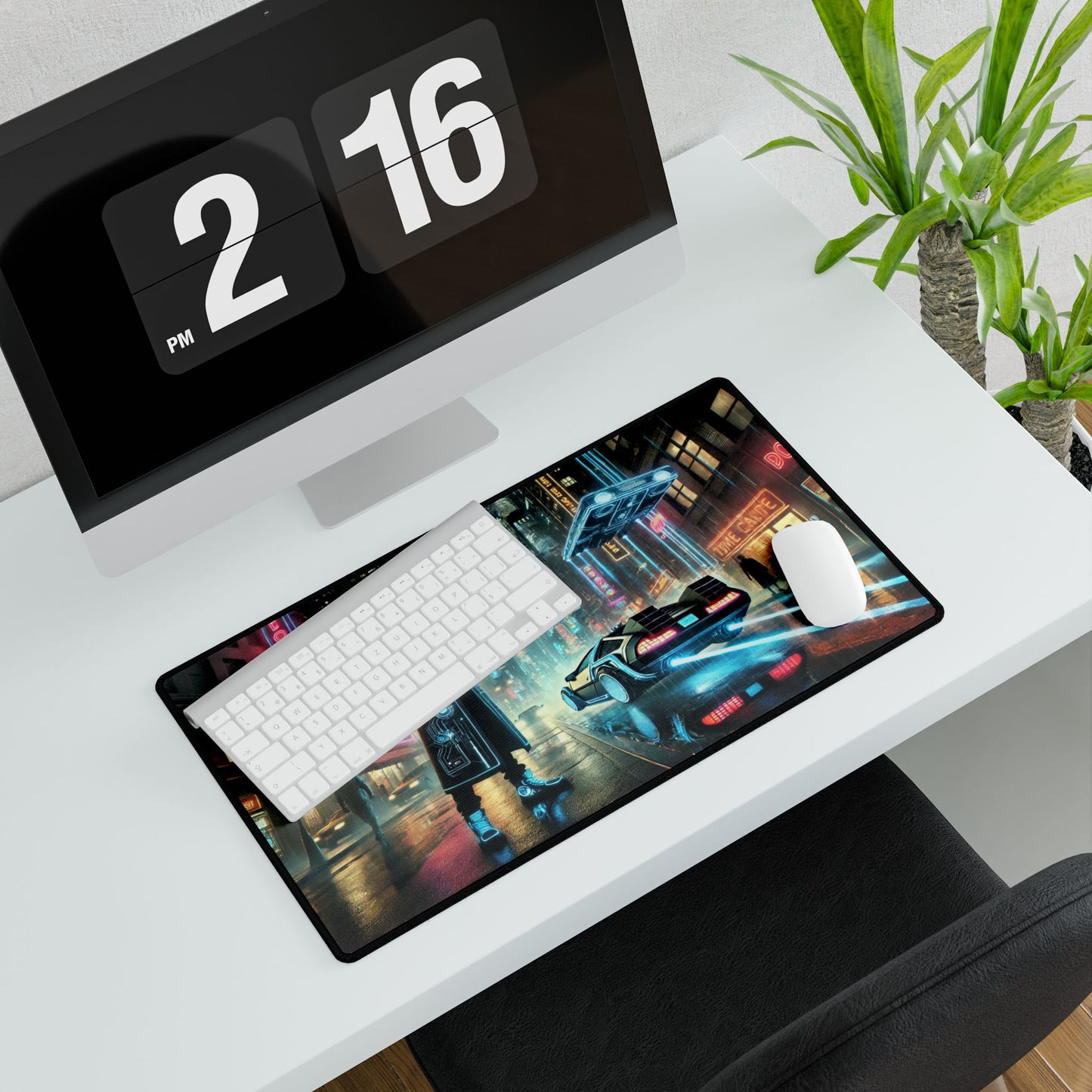 Cyberpunk Time Traveler - Desk Mat