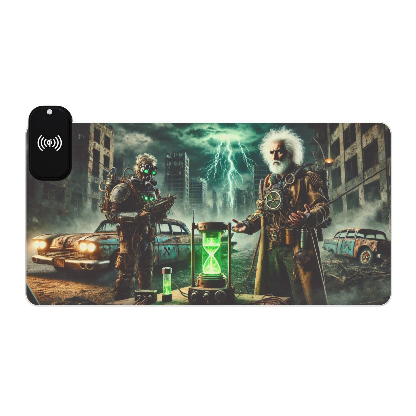 Post-Apocalyptic Time Travelers - Gaming Mouse Pad with RGB and Wireless Charging