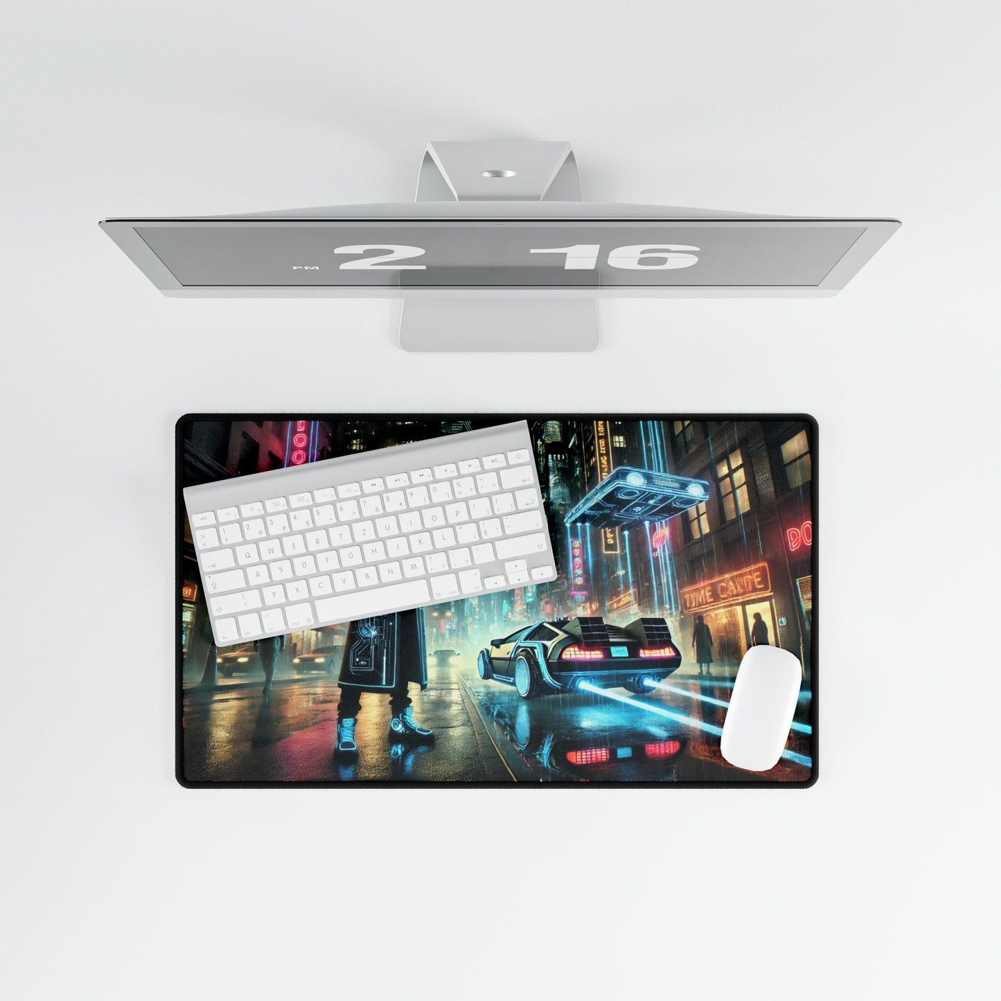 Cyberpunk Time Traveler - Desk Mat