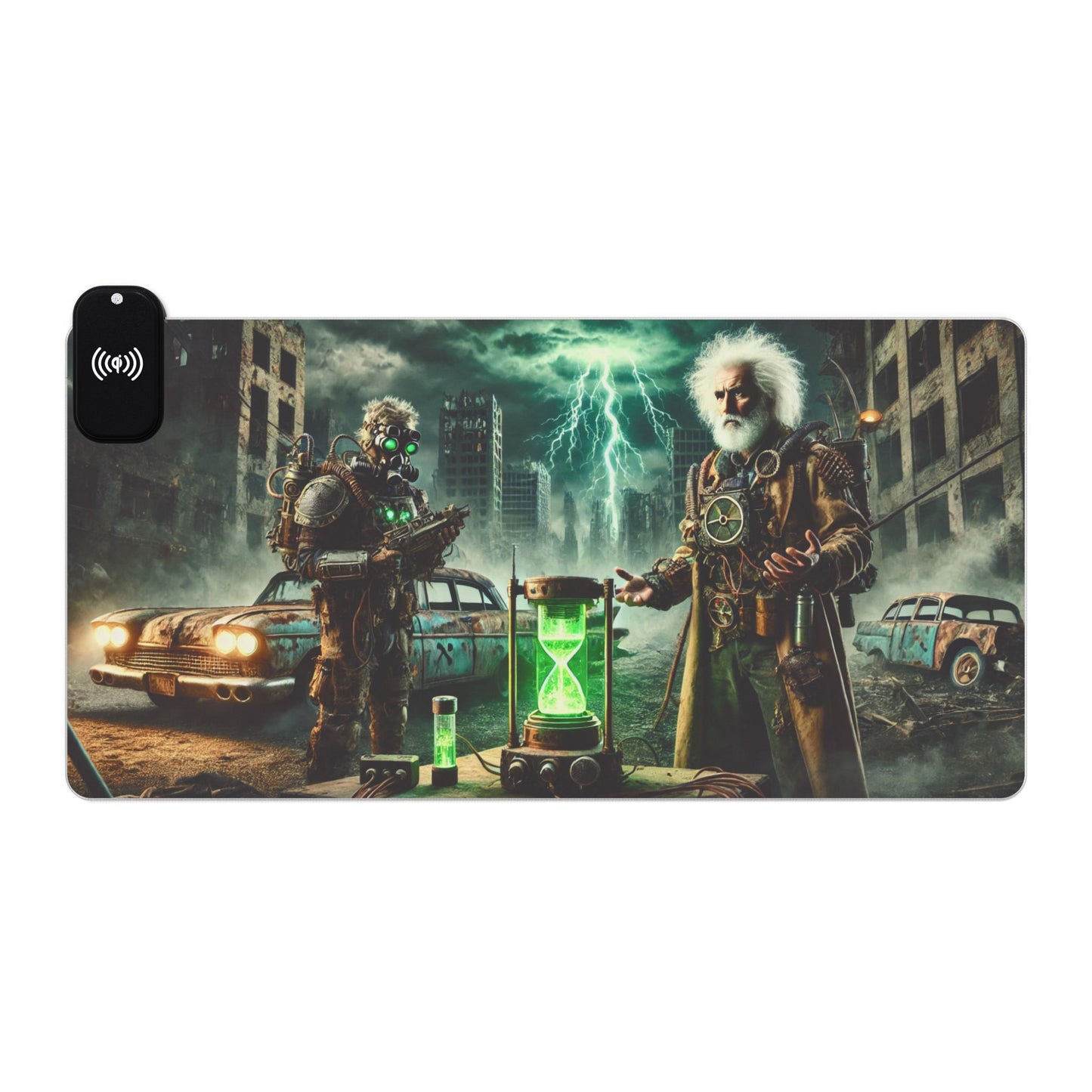 Post-Apocalyptic Time Travelers - Gaming Mouse Pad with RGB and Wireless Charging