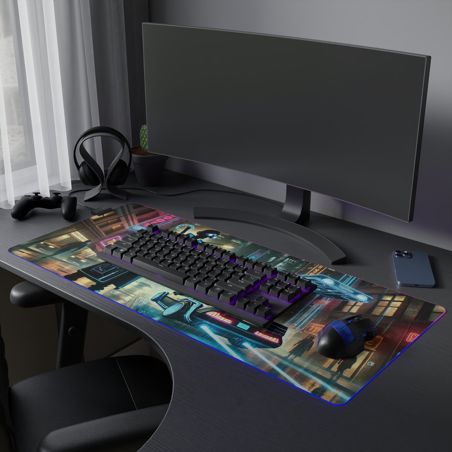 Cyberpunk Time Traveler - RGB Gaming Mouse Pad
