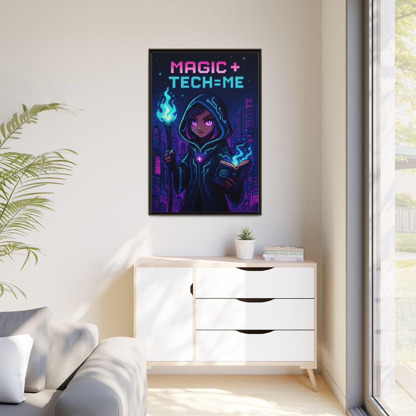 Magic + Tech = Me - Framed Canvas Art Print
