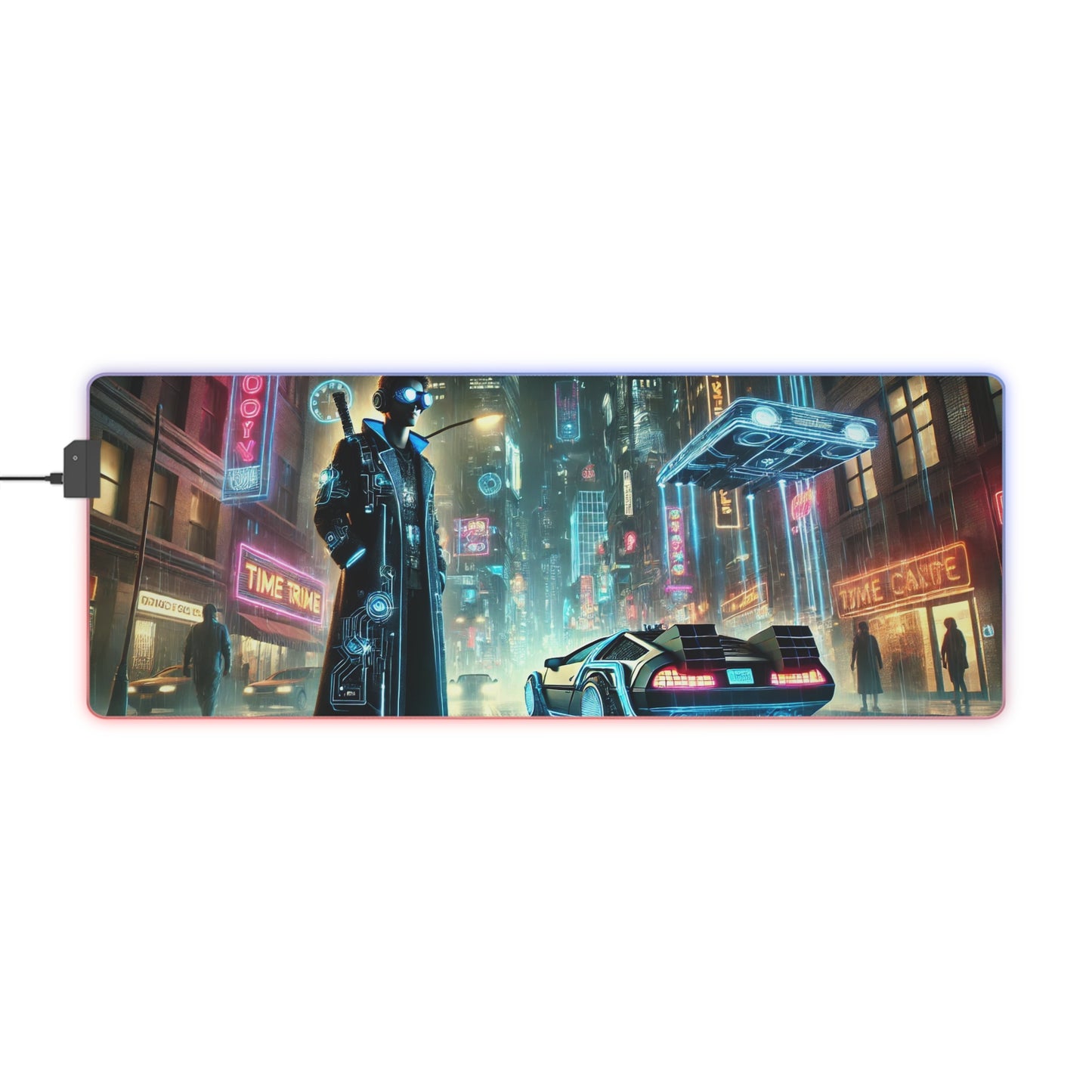 Cyberpunk Time Traveler - RGB Gaming Mouse Pad