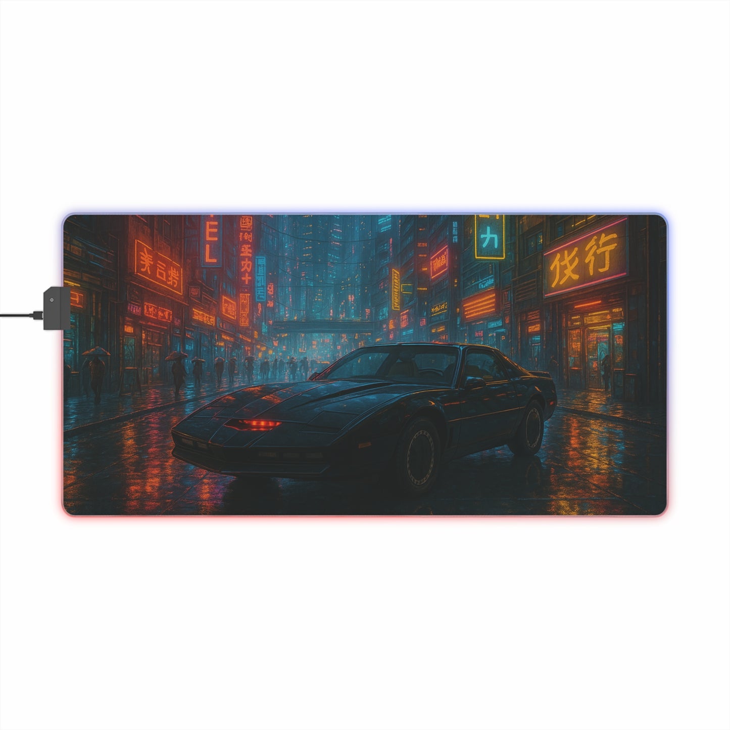 Knight Car in Cyberpunk City - RGB Gaming Mouse Pad