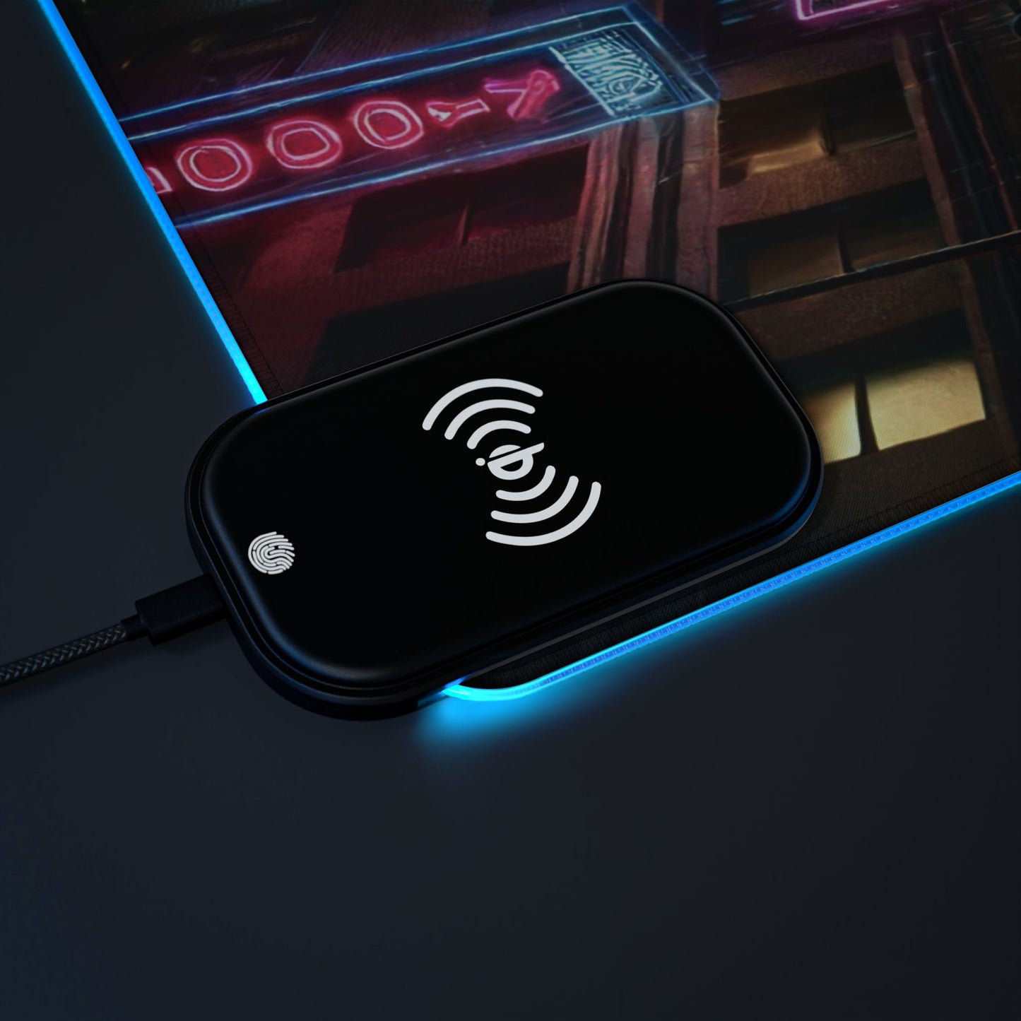 Cyberpunk Time Traveler - Gaming Mouse Pad with RGB and Wireless Charging