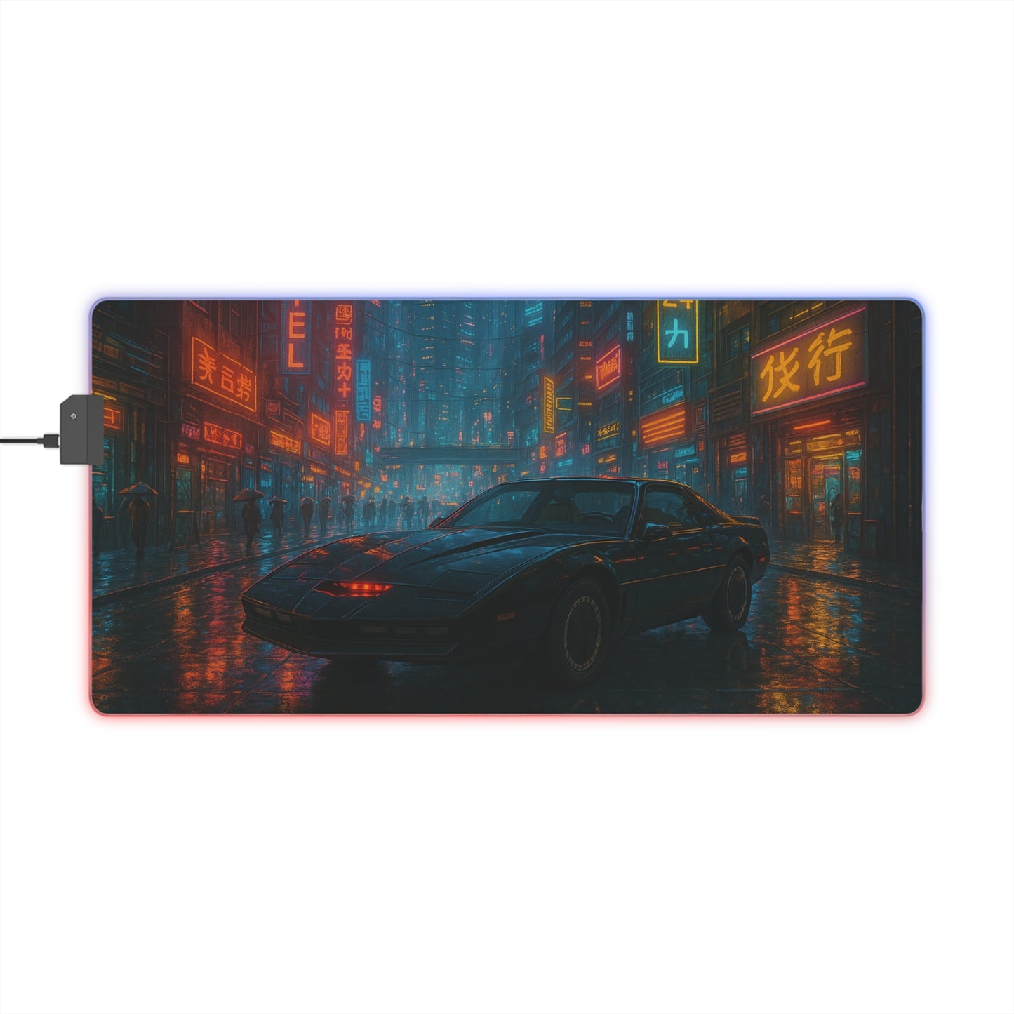 Knight Car in Cyberpunk City - RGB Gaming Mouse Pad