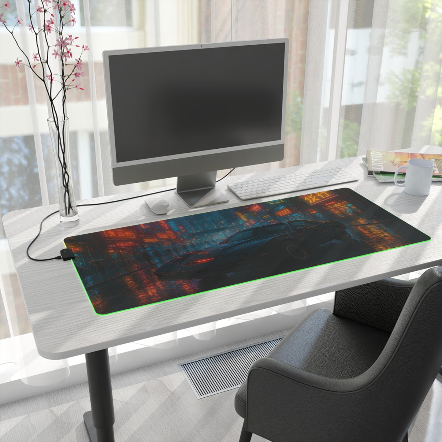 Knight Car in Cyberpunk City - RGB Gaming Mouse Pad