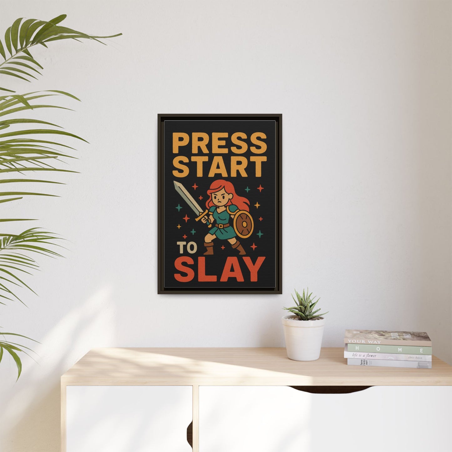 Press Start to Slay - Framed Canvas Wall Art