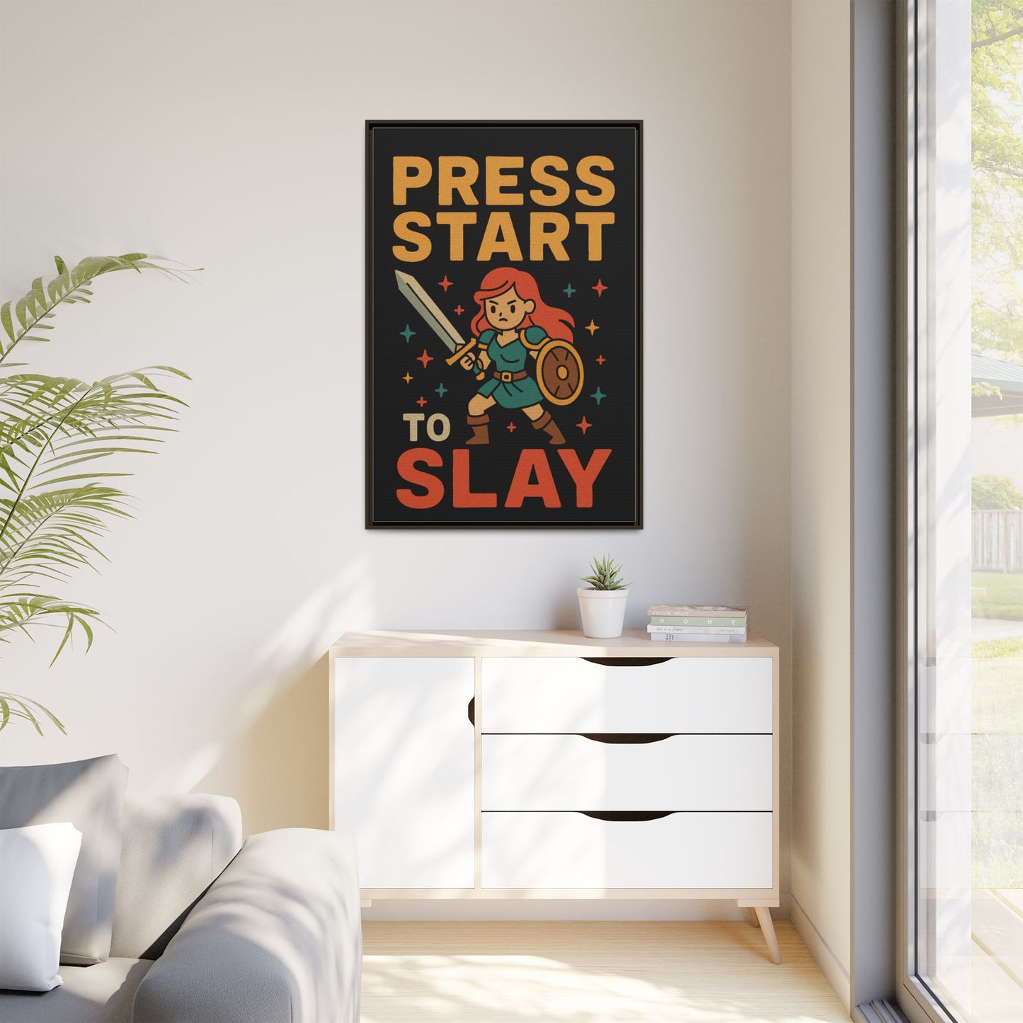 Press Start to Slay - Framed Canvas Wall Art