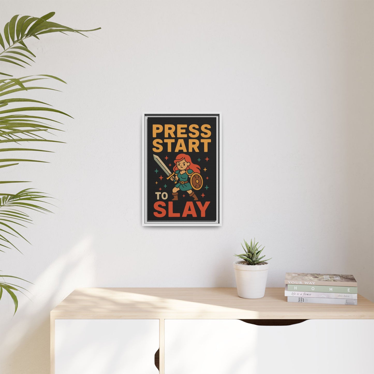 Press Start to Slay - Framed Canvas Wall Art