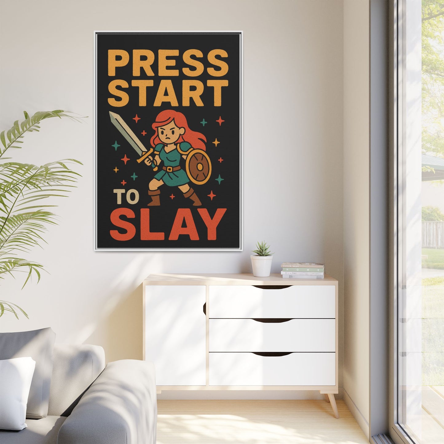 Press Start to Slay - Framed Canvas Wall Art