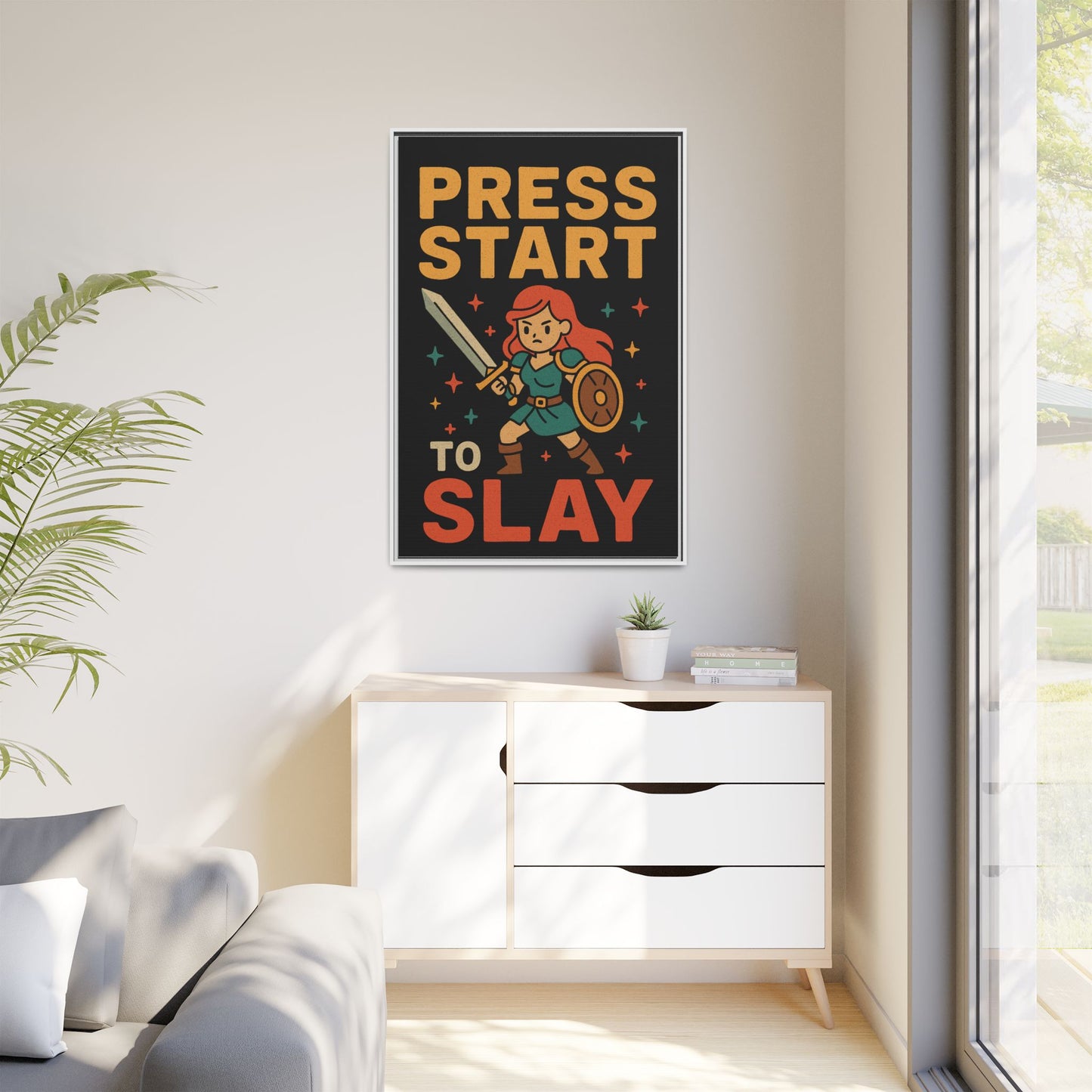 Press Start to Slay - Framed Canvas Wall Art