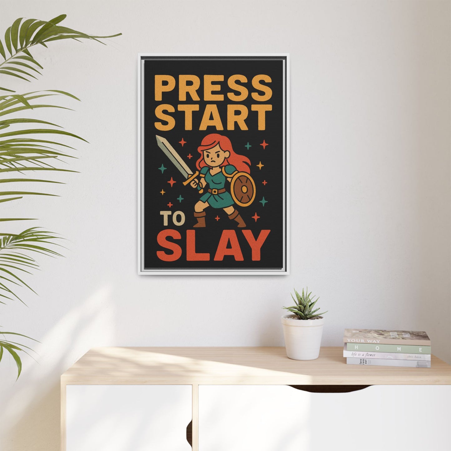 Press Start to Slay - Framed Canvas Wall Art