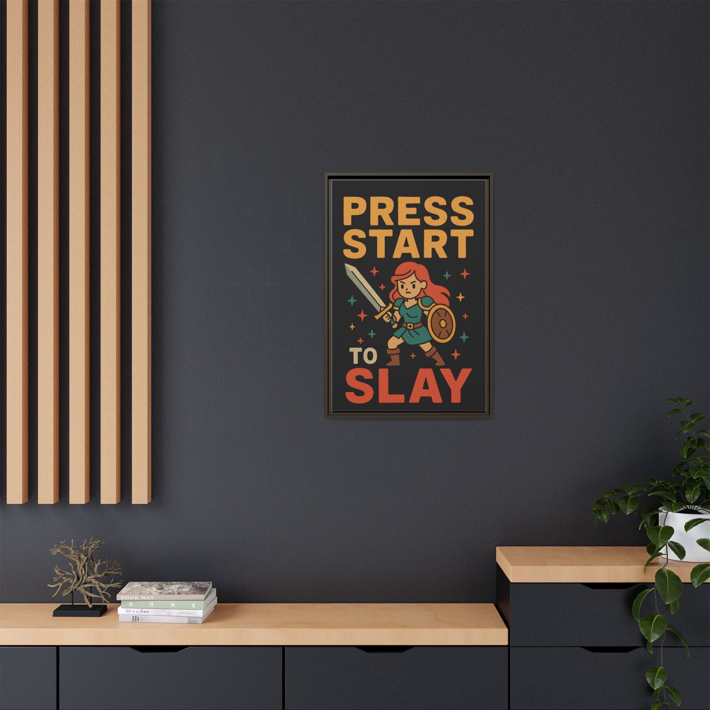Press Start to Slay - Framed Canvas Wall Art
