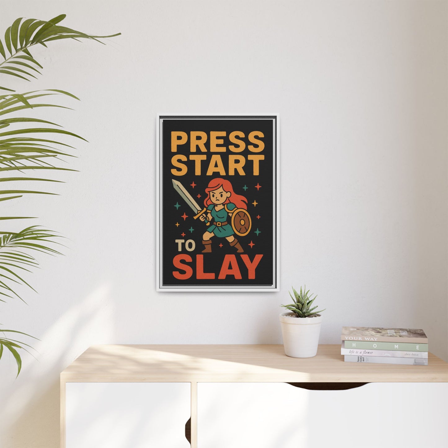 Press Start to Slay - Framed Canvas Wall Art