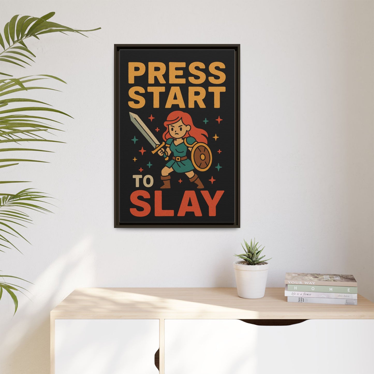 Press Start to Slay - Framed Canvas Wall Art