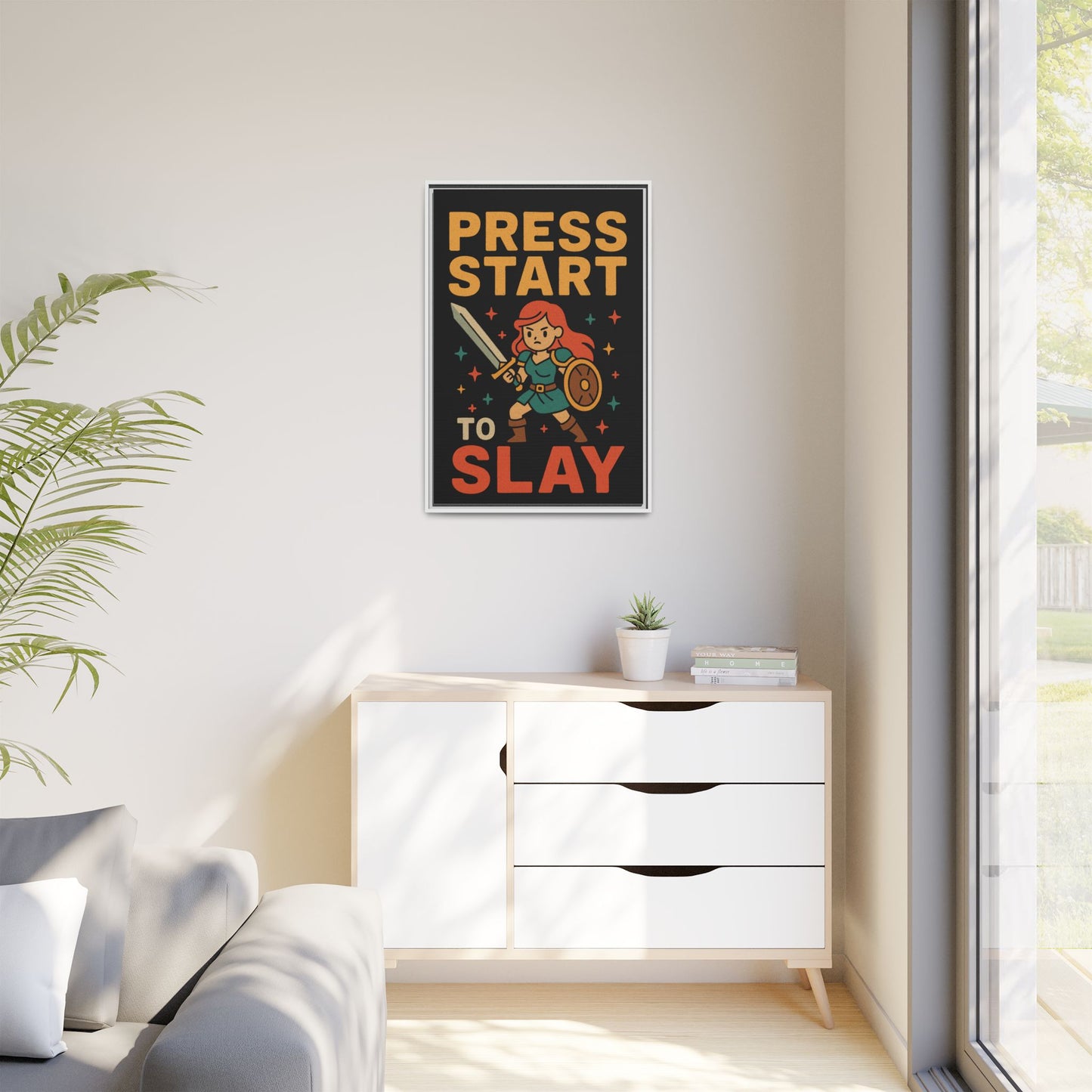 Press Start to Slay - Framed Canvas Wall Art