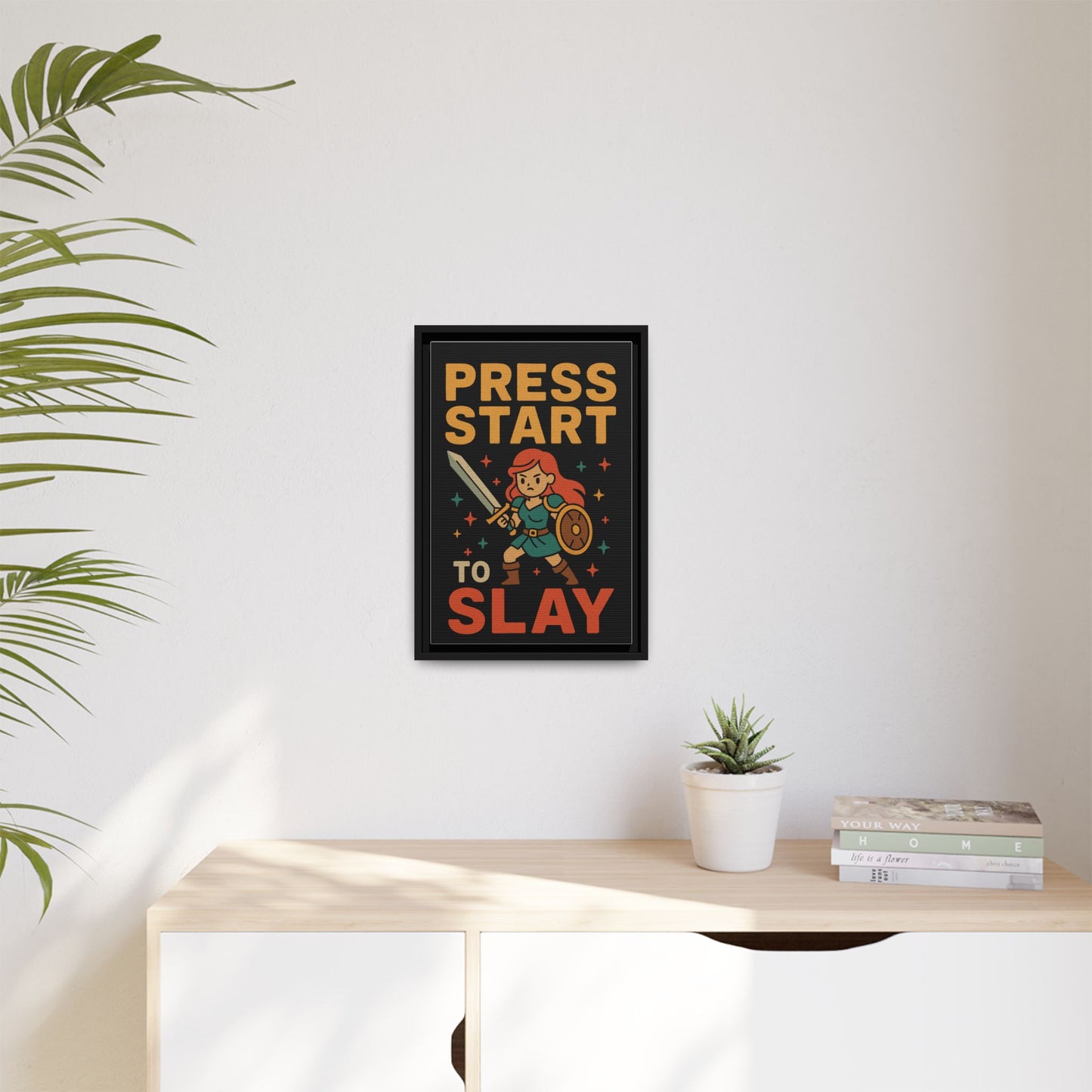 Press Start to Slay - Framed Canvas Wall Art