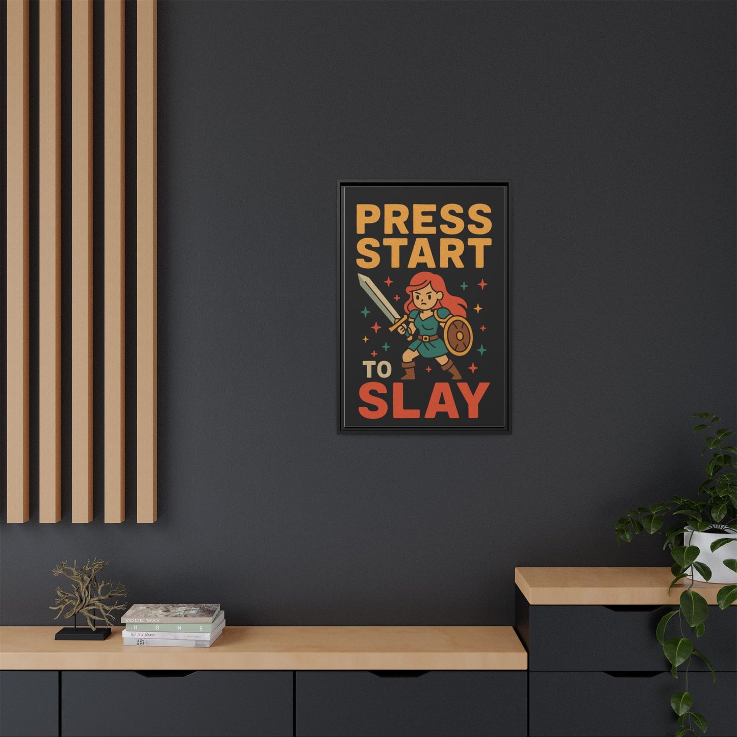 Press Start to Slay - Framed Canvas Wall Art