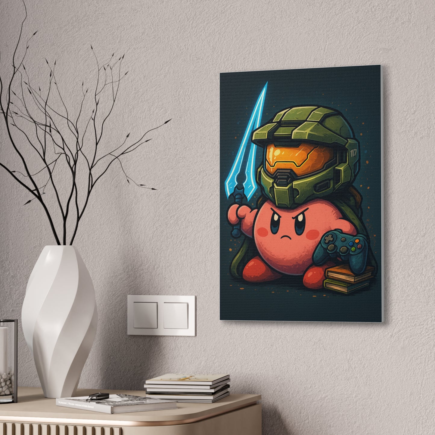 Kirby Master Chief Cosplay - Canvas Print