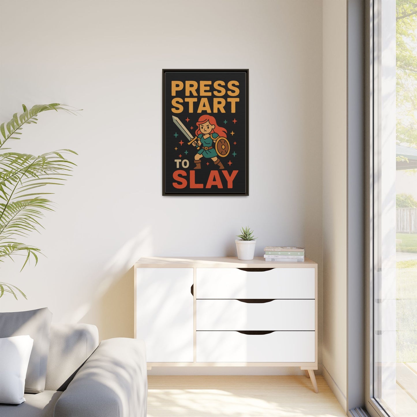 Press Start to Slay - Framed Canvas Wall Art