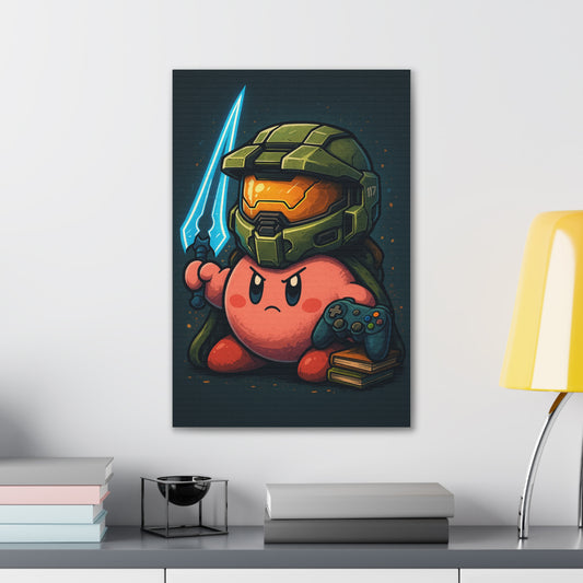 Kirby Master Chief Cosplay - Canvas Print