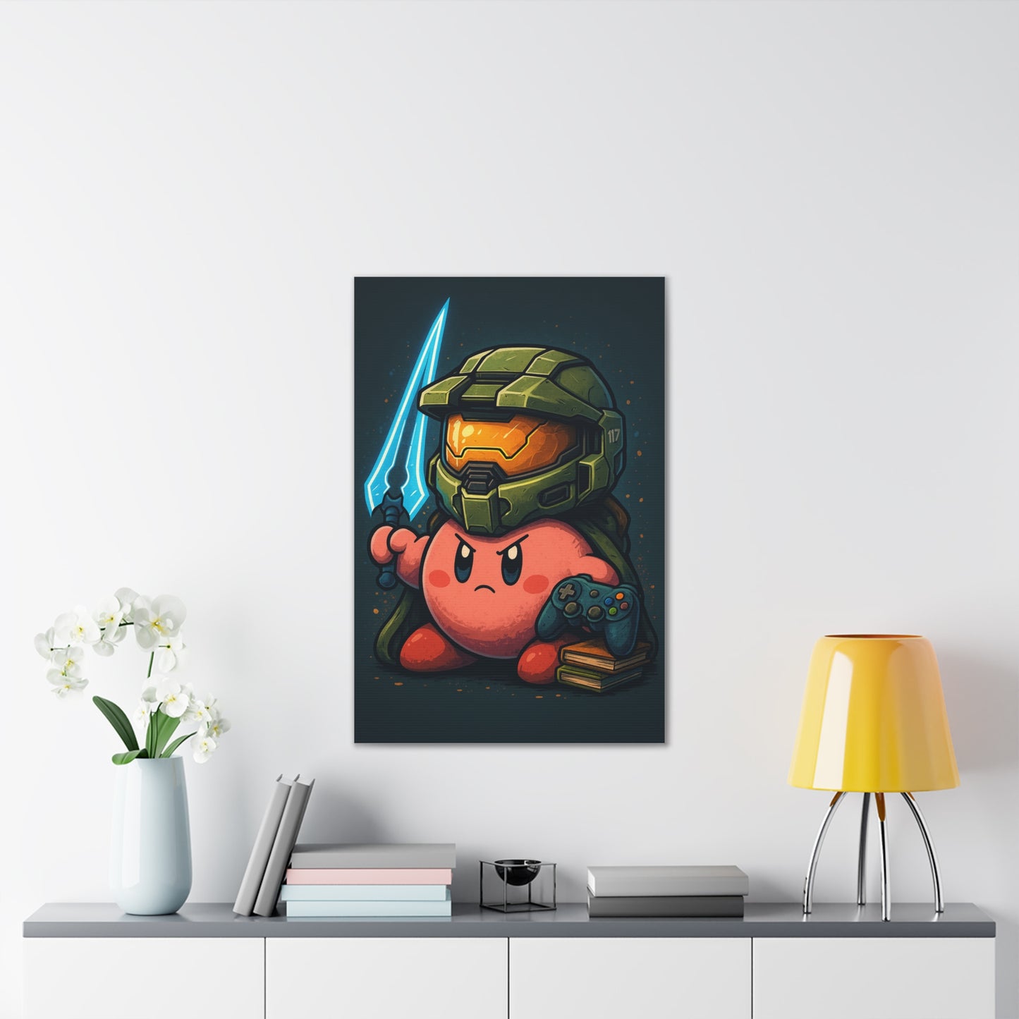 Kirby Master Chief Cosplay - Canvas Print