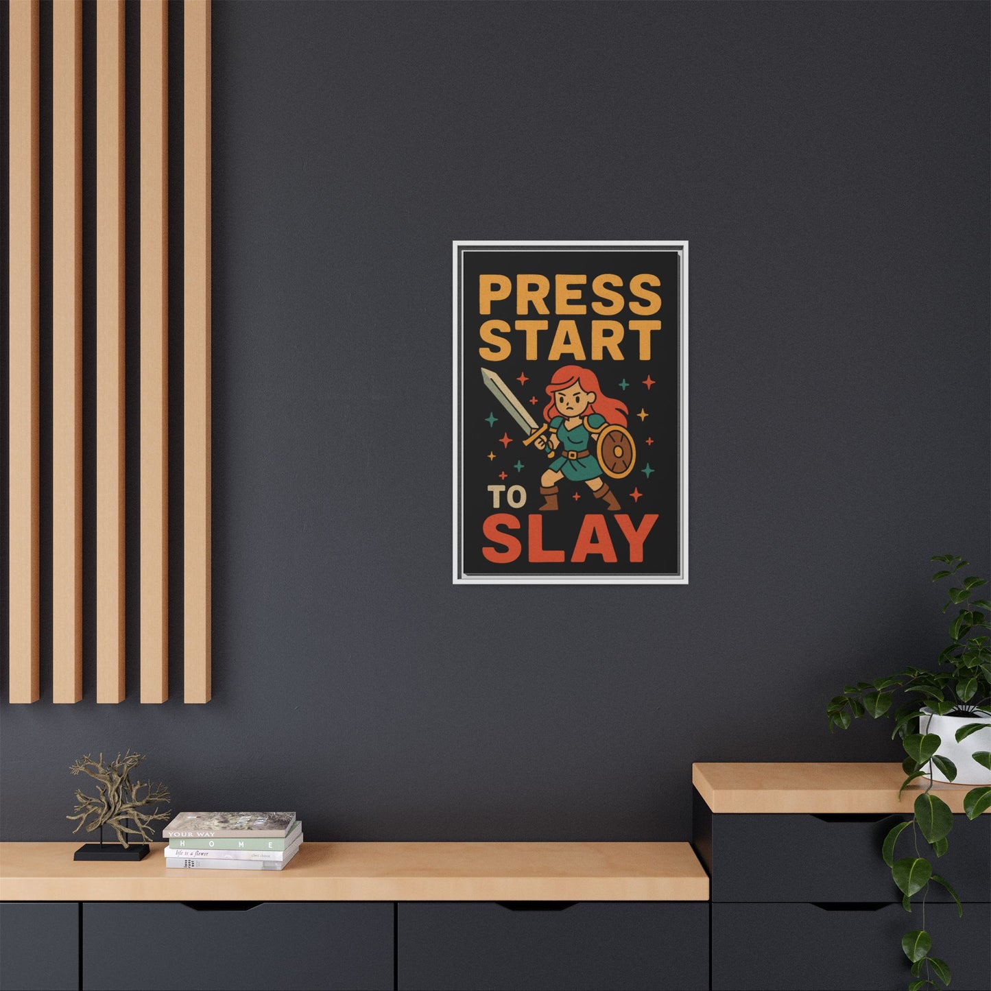 Press Start to Slay - Framed Canvas Wall Art